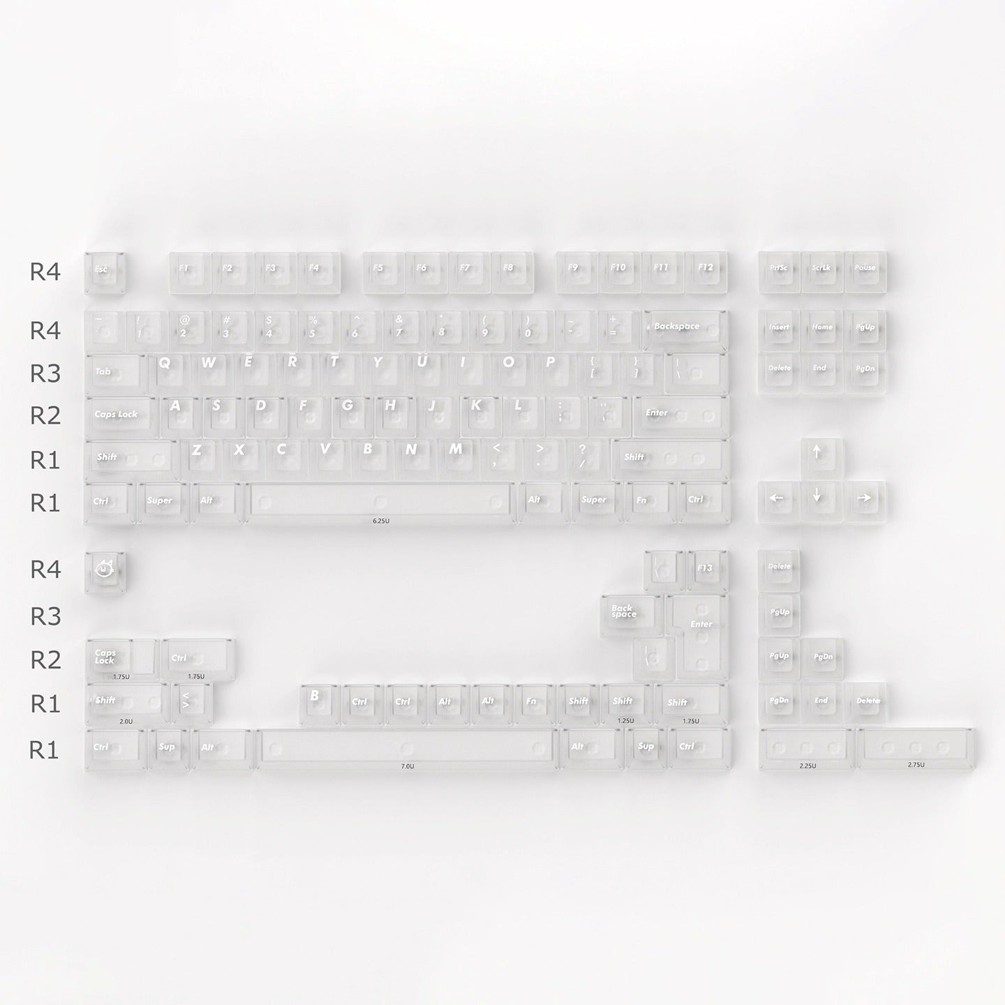 Transparent Shine Through Cherry Profile Mechanical Keyboard Keycaps